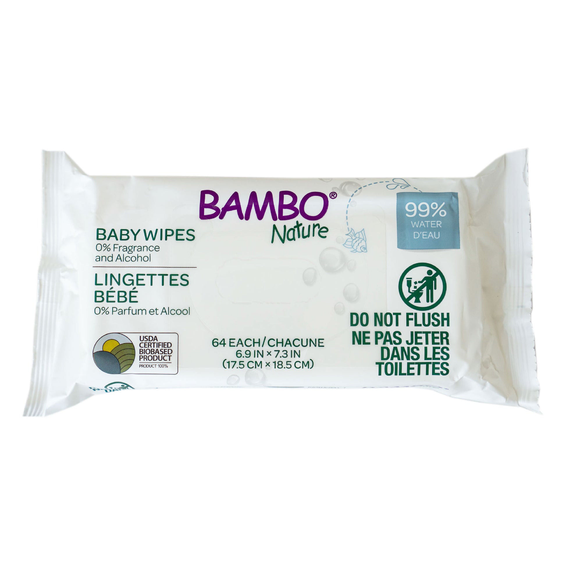 Award Winning Baby Wipes –  Bambo Nature 99% Water Wipes - USDA Certified, BIOBASED