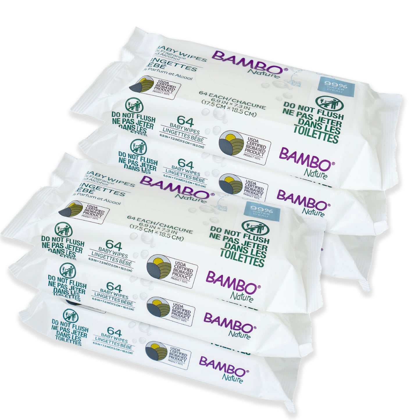 Award Winning Baby Wipes –  Bambo Nature 99% Water Wipes - USDA Certified, BIOBASED