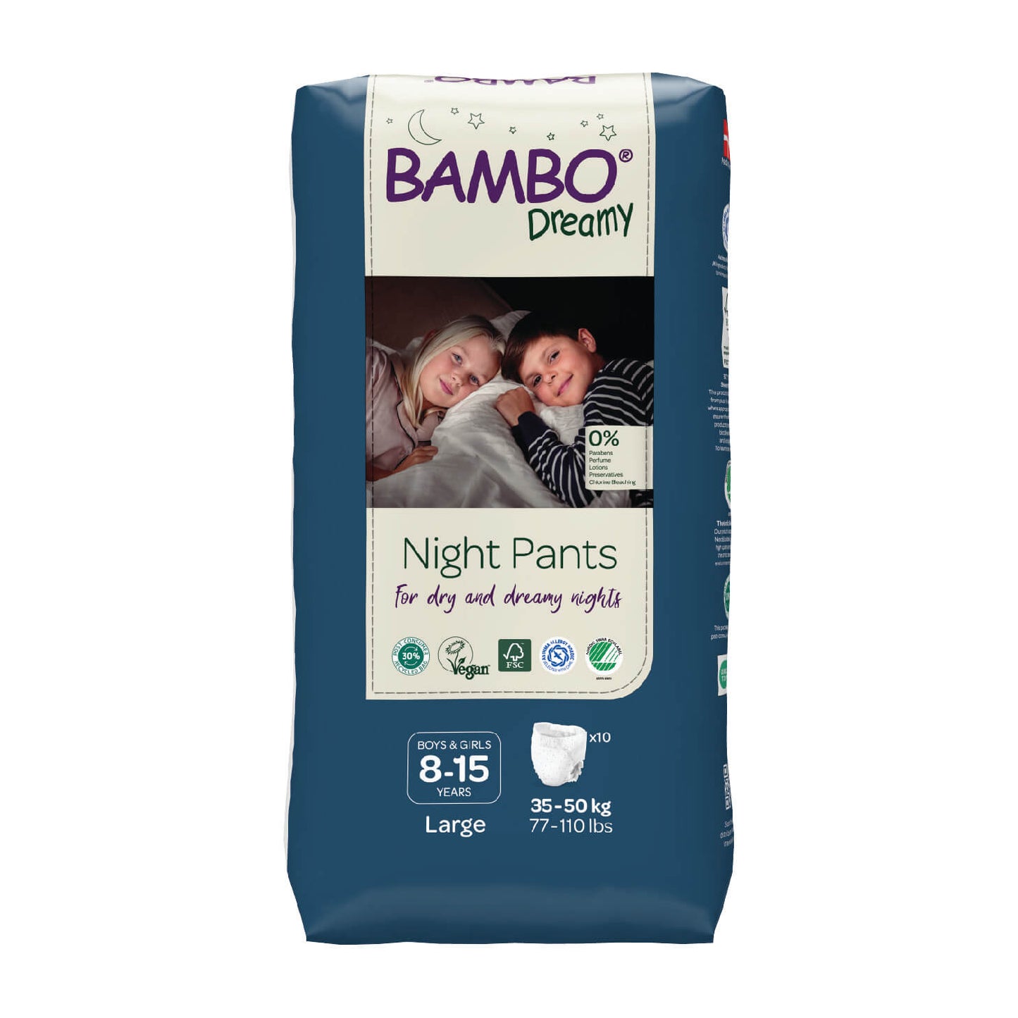 Bambo Nature Dreamy Night Pants Size L - Eco-Labeled, Skin Friendly Night Pants