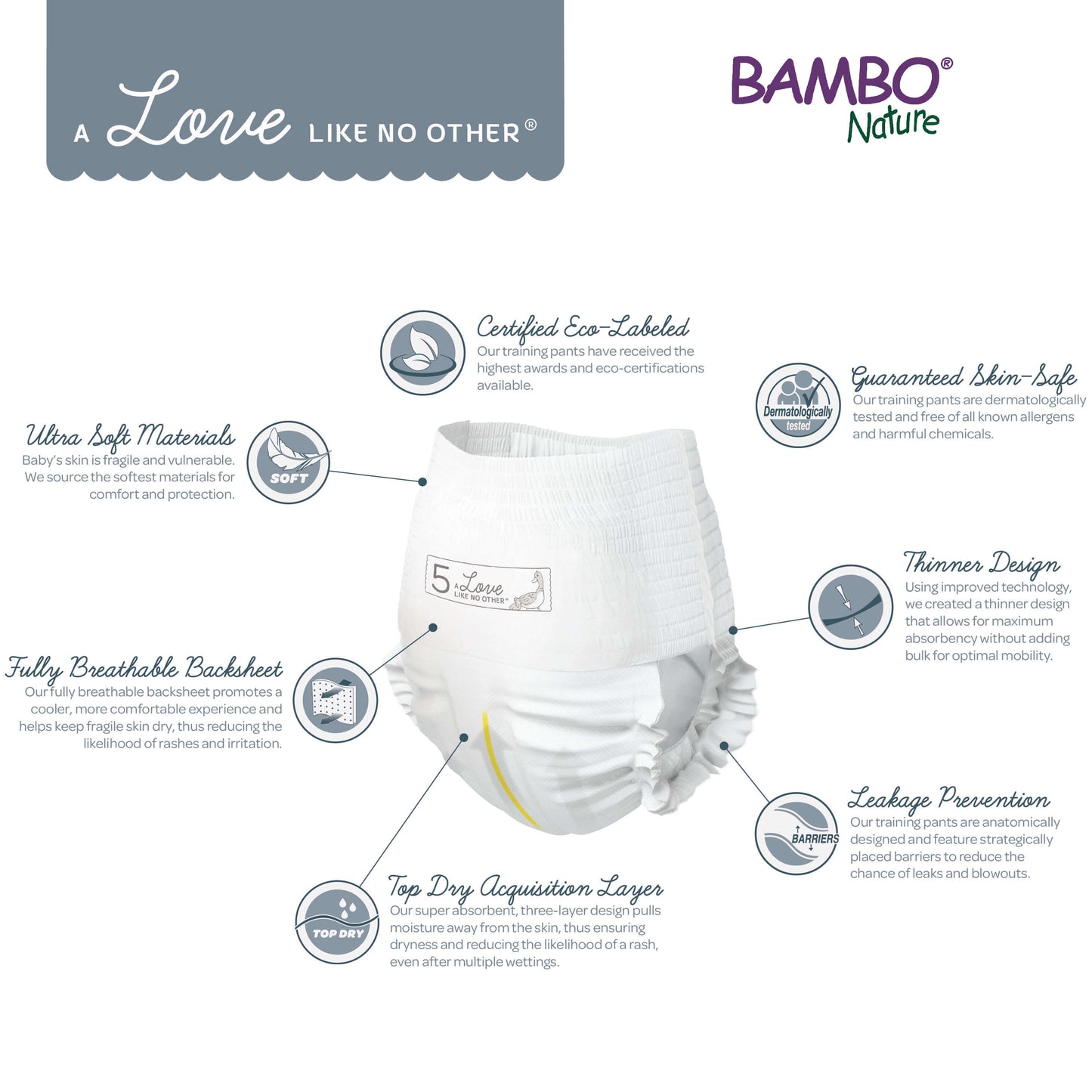 Hypoallergenic, Totally Chlorine-Free, Skin Friendly, Training Pants