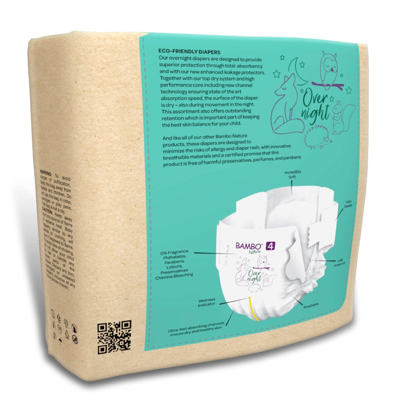 Hypoallergenic, Totally Chlorine-Free, Skin Friendly, Overnight Diapers