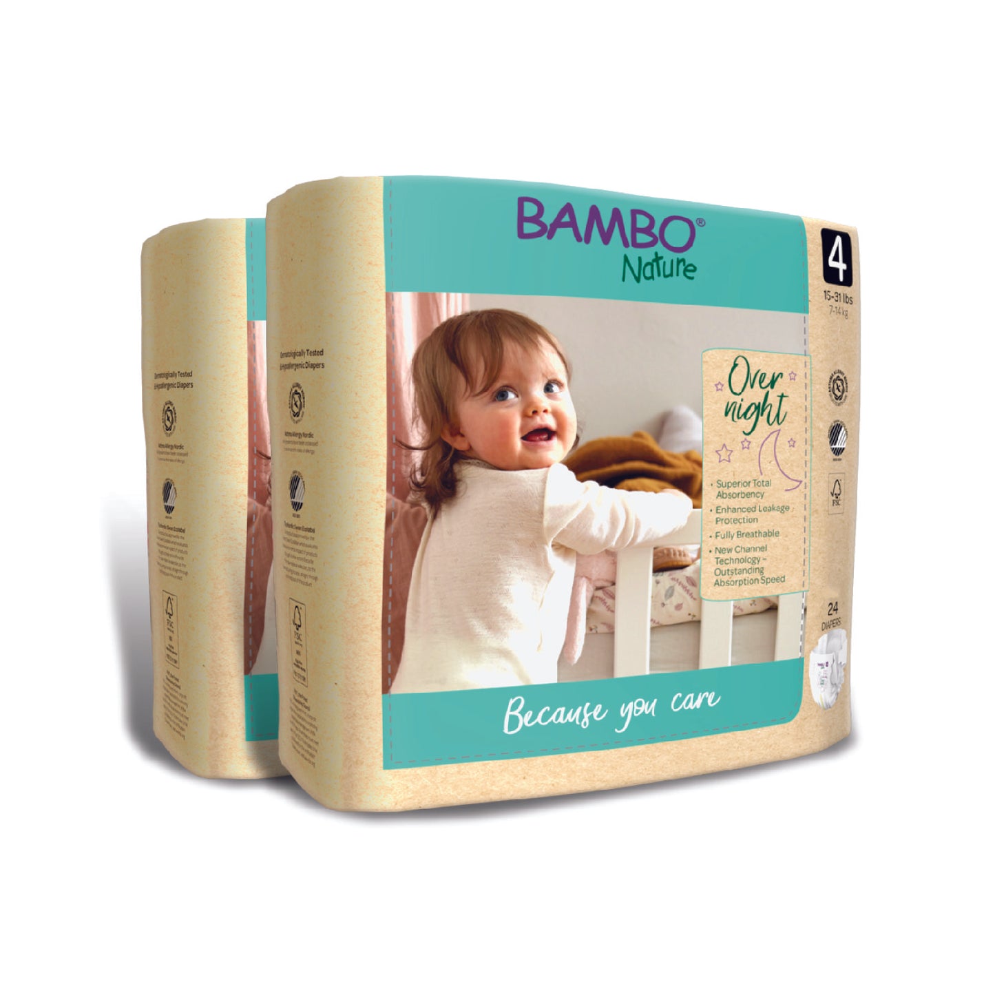Hypoallergenic, Totally Chlorine-Free, Skin Friendly, Overnight Diapers