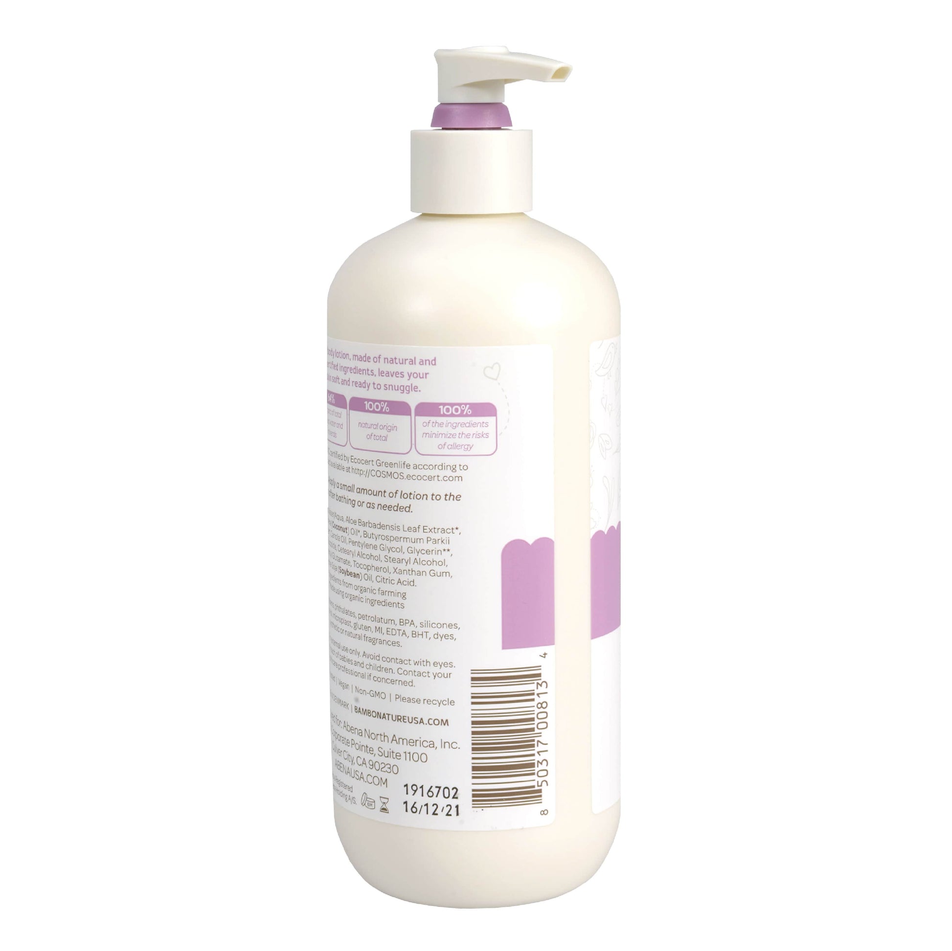 Natural and Organic Body Lotion, Gentle on Baby's Skin