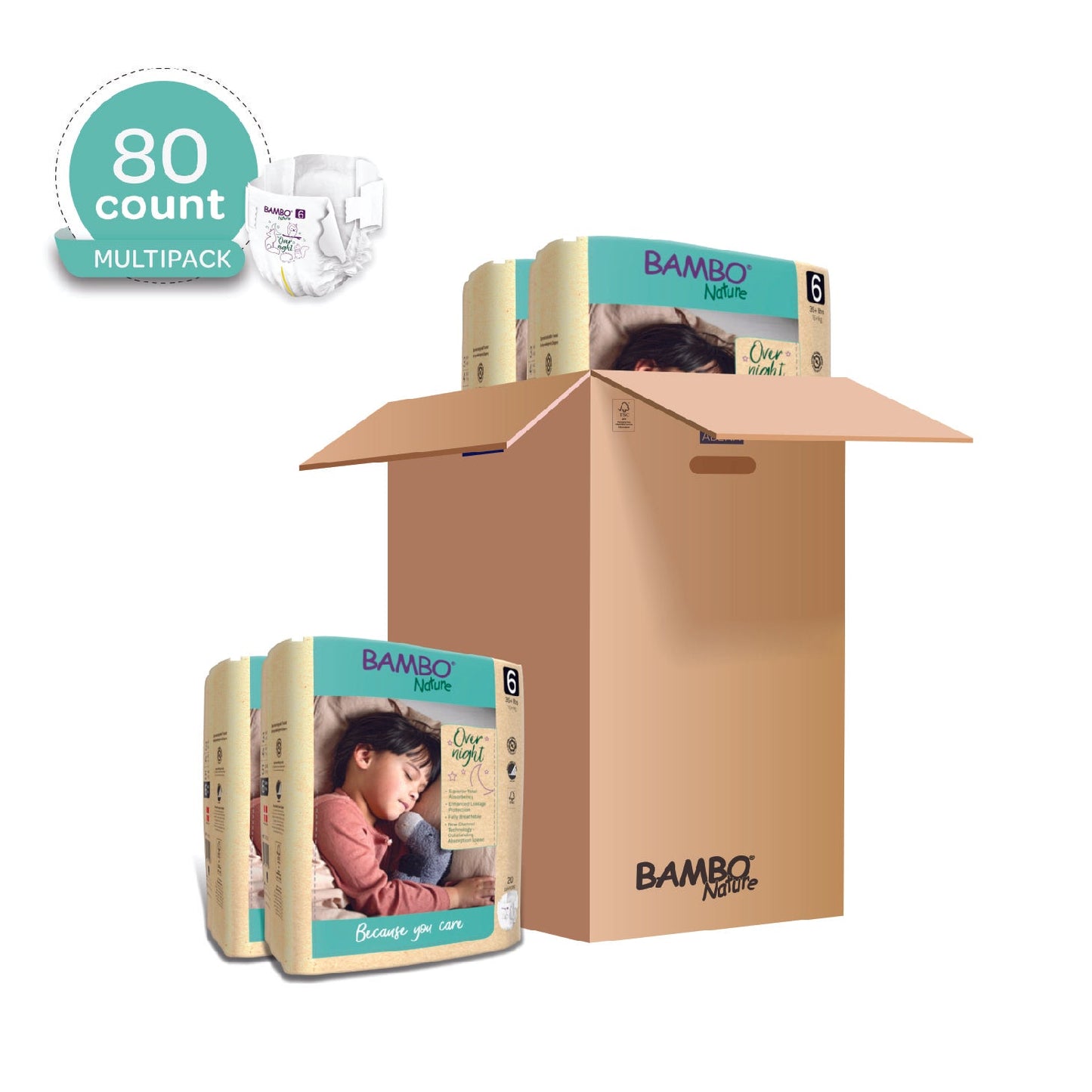 Hypoallergenic, Totally Chlorine-Free, Skin Friendly, Overnight Diapers [variant:Size 6]